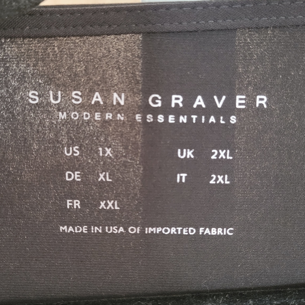 SUSAN GRAVER Modern Essentials Longsleeve Black Top Plus Size 1X - Picture 5 of 7